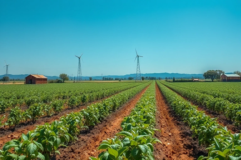 Conceitos visuais relacionados a IoT na Agricultura de Precisão: Sensores e Automação Transformando Fazendas em 2025